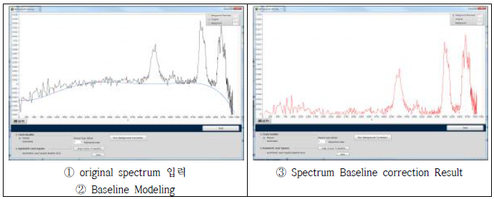 제작된 공정가스 흡수 스펙트럼 전처리 소프트웨어 처리 과정