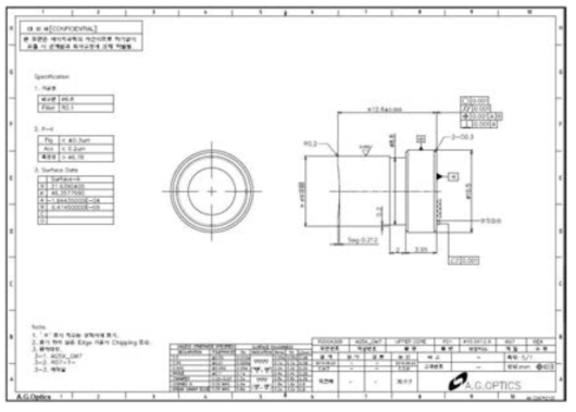8M 5X 줌렌즈 GM7 상코어 설계도면