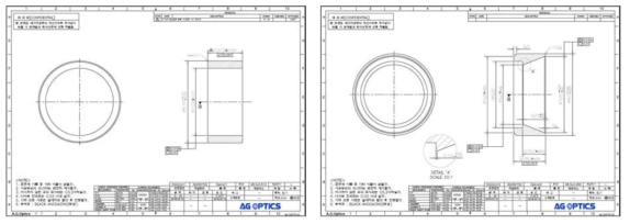 Spacer1(좌)와 Spacer2(우) 설계도