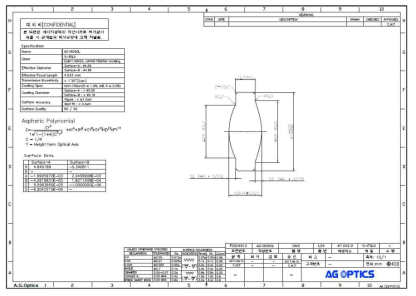 비구면 렌즈(GM3) 설계도면