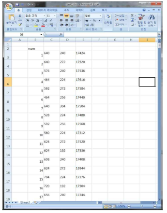 운동정보모니터링 S/W 저장된 데이터