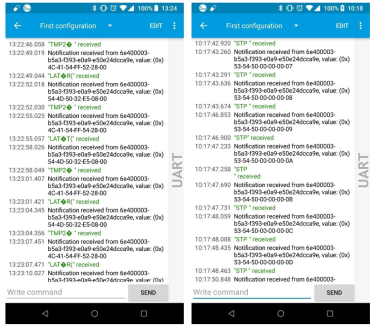 ’nRF Toolbox’ Application의 log 화면