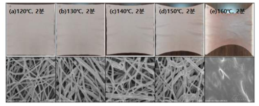 Curing 조건에 따른 TPU 원단 및 SEM 이미지