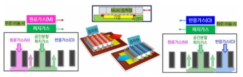 좌ㆍ우 고속 왕복 시공간분할 ALD 증착 장비 개념도