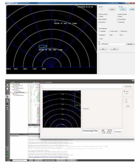 LiDAR 객체 검출 SW 구현 영상 : PC 기반 SW(上)，임베디드 기반 SW(下)