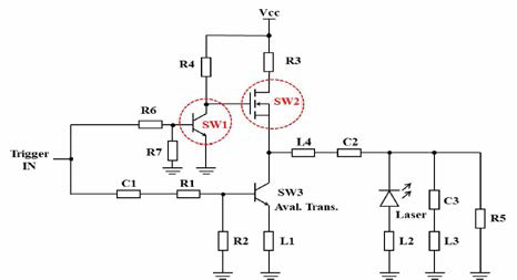 설계된 Pulse Laser Diode Driver 회로도