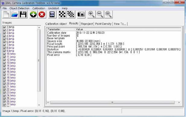 카메라 calibration 결과