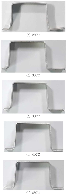 온도에 따른 Lab Scale Sample 성형 결과