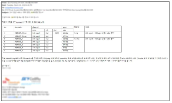 RNA 합성 OEM/ODM 공급 요청서