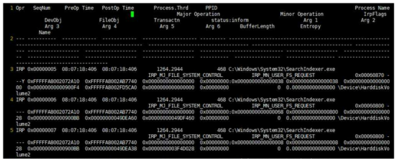 I/O Request Packet (IRP) 로그 예시