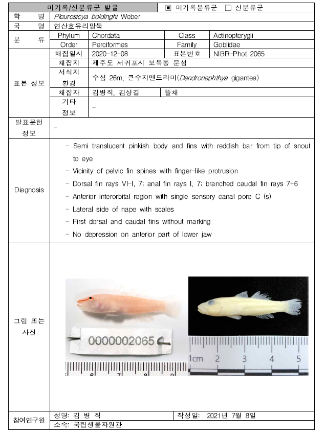 (계속). 미탐사 서식지(공생·기생성 생물조사)를 통해 발굴된 자생동물 발굴표