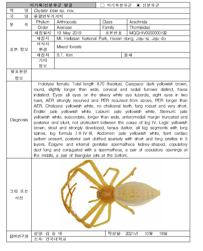 (계속). 미탐사 서식지(지중구간)를 통해 발굴된 자생동물 발굴표