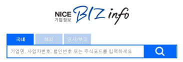 NICE 기업정보 홈페이지 메인 화면