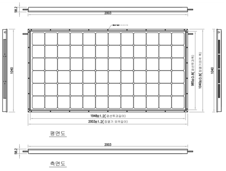 1차 수직벽면형 BIPVT 평면도 및 측면도