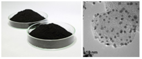 전극촉매 분말 및 전자현미경 사진