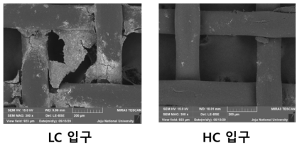 HC 및 LC셀 유입구 spacer의 SEM image