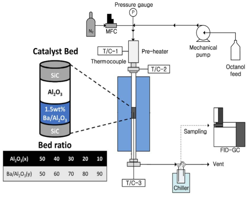 1-octanol 탈수반응 시스템과 Al2O3-Ba/Al2O3 듀얼베트 촉매 시스템 구성