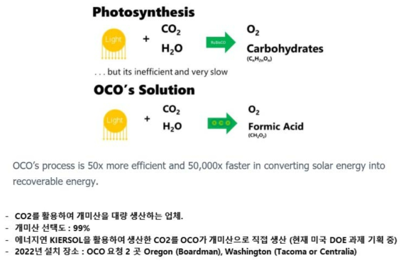 미국 OCO 사의 홈페이지에서 발췌한 회사 소개 자료