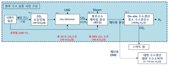 블루수소와 연계한 한국형 CCU 비즈니스 모델 (KETEP Net Zero 사업 구상연합팀/바이오프렌즈,KIER,성신양회,충북도 등)