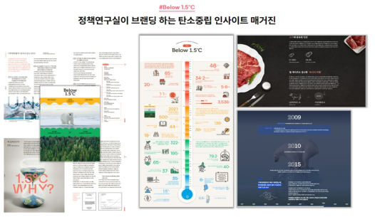 Below1.5℃ 발간물(왼쪽)과 웹 형식에 맞게 재구성된 웹콘텐츠(오른쪽)