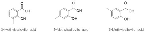 메틸살리실산 이성질체 구조
