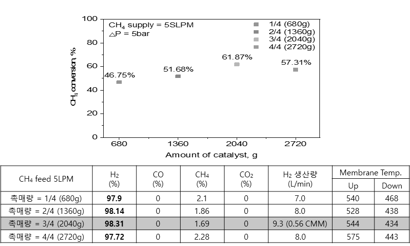 1 Nm3/h급 분리막 개질 장치 운전 결과