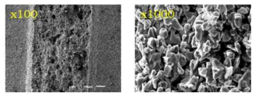 경화 처리된 발열담체의 내부 채널 단면 SEM 이미지