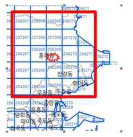 포항지진 진앙지 주변 25개 격자