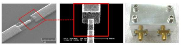 KRISS에서 사용하고 있는 트랜스몬 큐비트 (좌, 중) 및 3차원 cavity (우)의 사진