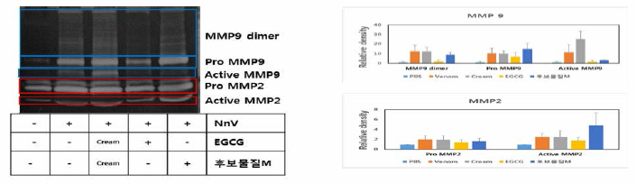 Changes in skin necrosis related facto] using tissues of laboratory ammals-EGCG and candidate substance M