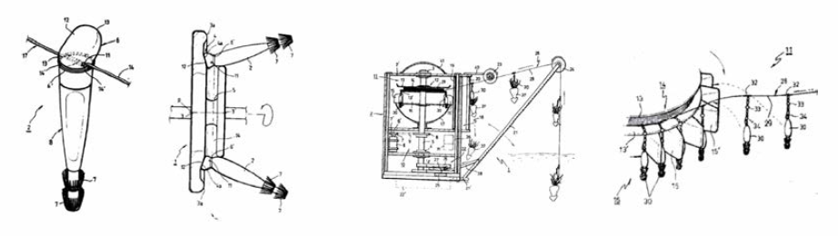 Development case of automatic fishing catcher [Patent No. 1996-0033251 (left), Patent No. 1997-0009549 (right)]