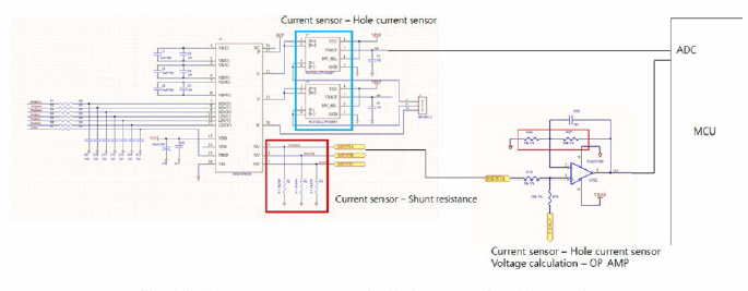 Current measurement circuit diagram using shunt resistor