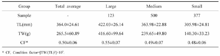 Morphological analysis of the F2-2018 by size