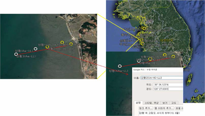 Example of GIS-based informatization on the mud shrimp inhabitation using open program (Google Earth Pro). Site, Sanghwang, Hongseong-gun