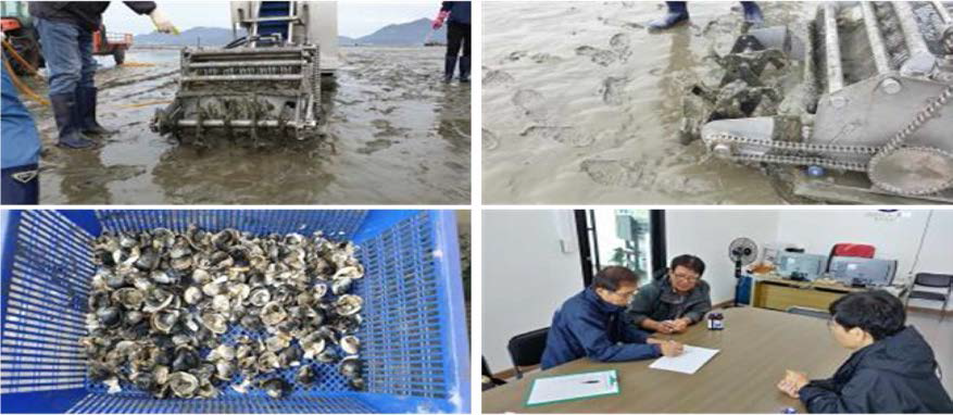 Field test of 2nd prototype manila clam harvesting equipment at Gochang tidal flat and discussion with engineer (Oct. 18, 2018)