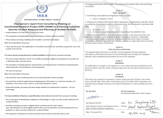 IAEA CRP 협약(2016.10~2021.1 수행)