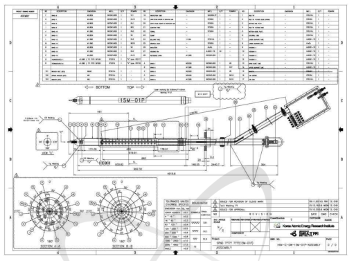 SPND 연소시험 캡슐의 조립도면