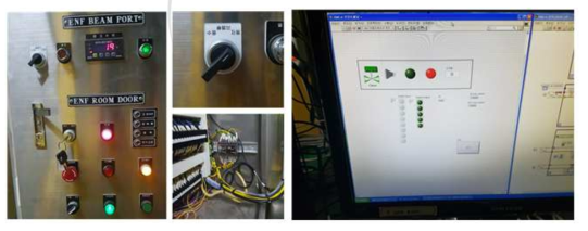 빔셔터 제어 판넬 및 원격 제어 하드웨어 설치 모습과 빔셔터 밸브 제어 프로그램