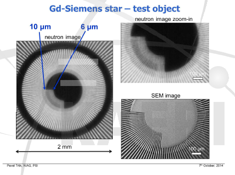 PSI 미세 중성자 영상 Gd-siemens star (Gd2O2S)