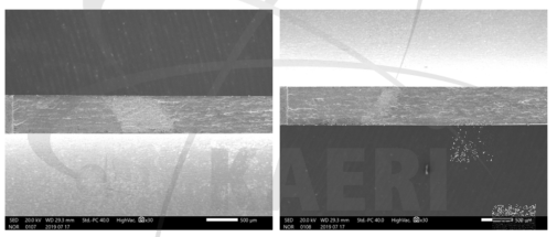 200℃(2차) 시험 후 피로균열 및 DHC 균열 영역 (L: Side1, R: Side2)