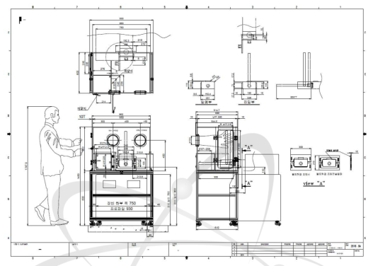 전자현미경 시편 전처리용 밀폐형 글로브박스 설계 도면