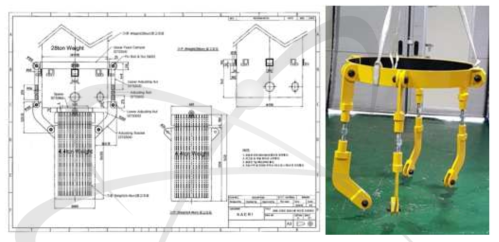 50톤 크레인 하중시험 웨이트 체결 장비 도면 및 제작품