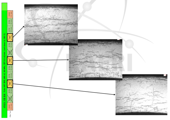 K23-H15-04 시편의 HRT 후 수소화물 조직분석 사진 (90MPa, 400℃, 1 Cycle)