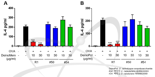 알러지성 염증 반응에 대한 DeinoMem의 제어 효능