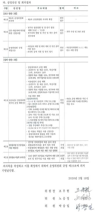 제9차 운영위 의사록 中 회의결과