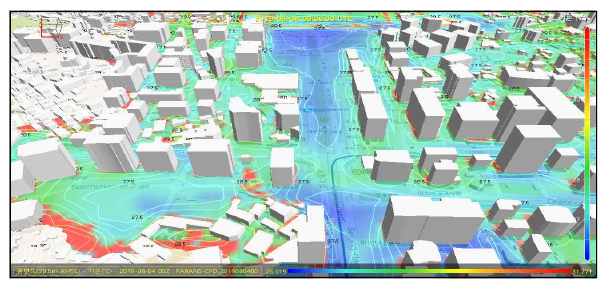 도시규모 고해상도 3차원 기상장 평면도 표출