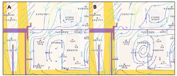 유선 – 추적 횟수에 따른 표출 결과 비교: A(10회), B(100회)