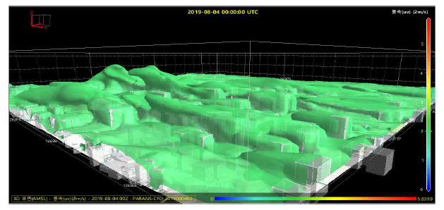 도시규모 고해상도 3차원 기상장 3D표면(Isosurface) 표출