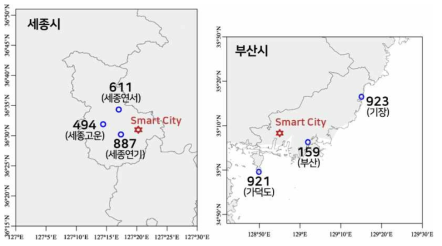 세종 및 부산 지역 안개 발생 특성 분석 지점