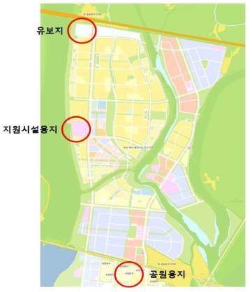 부산 국가시범도시의 온도, 습도 Hub 지점 산출 결과 및 지적편집도를 고려한 거점관측소 예상 설치 위치 결과